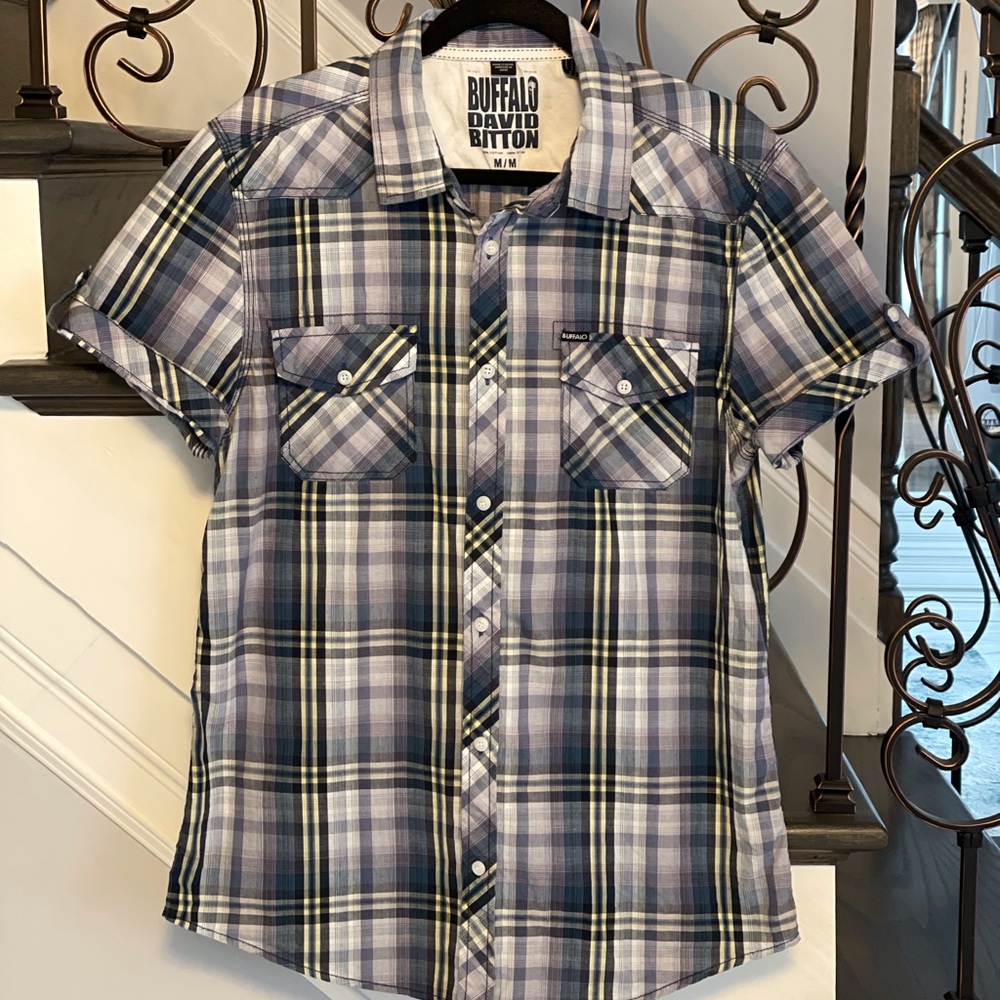 Buffalo David Bitton Men’s Short Sleeve Button Down Plaid Shirt 100% Cotton